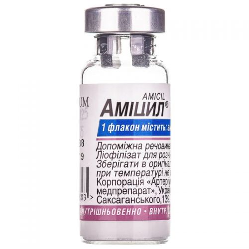 Аміцил ліофілізат для р-ну д/ін. по 250 мг №1 у флак.